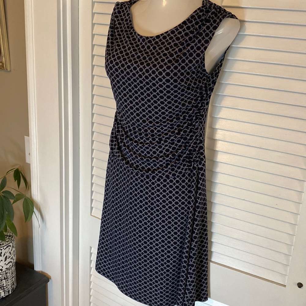 Jayne Clay navy blue ruched waist sleeveless bodycon dress 14